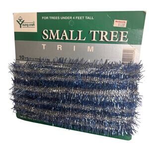 Vintage Youngcraft New Blue Silver Mini Tree Feather Tinsel x2 Pack 20 ft Total